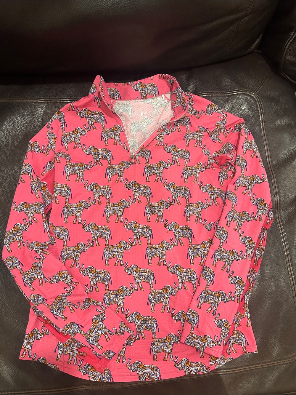 Sport Hayley Pink Elephant Print Long-Sleeve Pullover Top